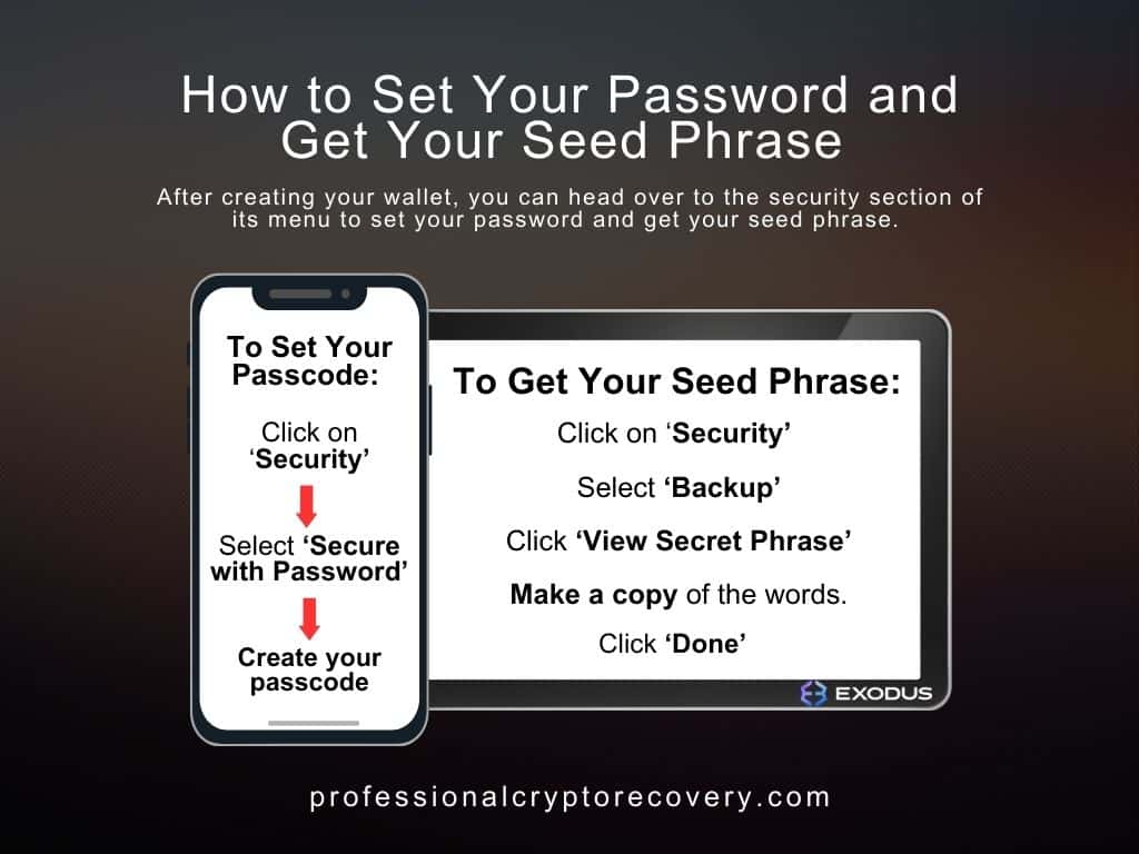 Exodus Wallet Password and Seed Phrase
