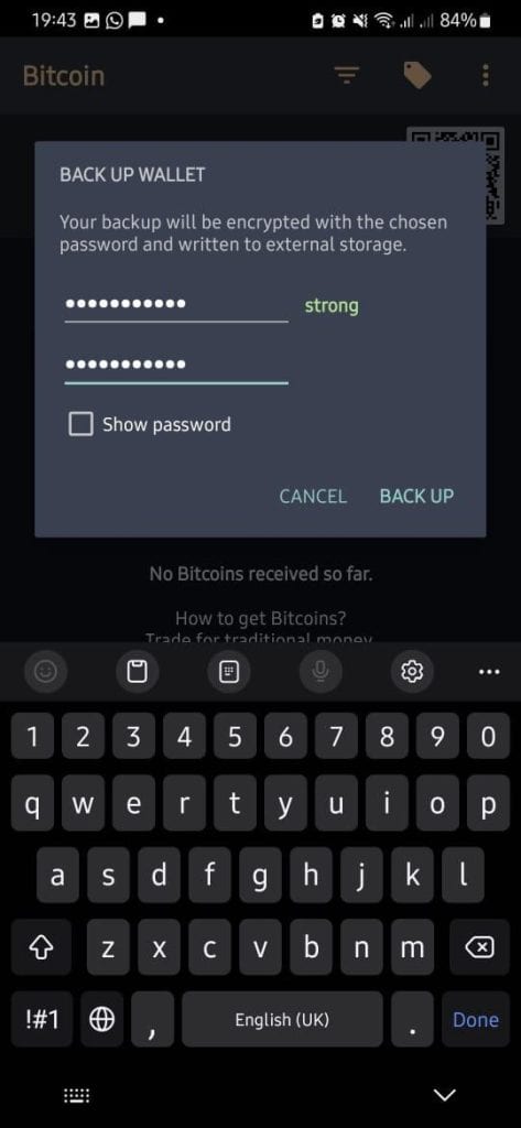 How to backup a Schildsbach wallet - part 3